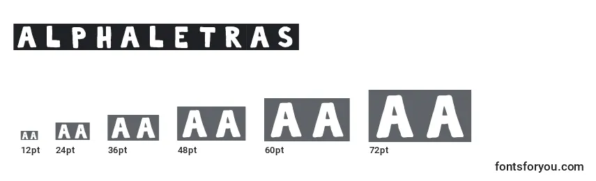 Размеры шрифта Alphaletras