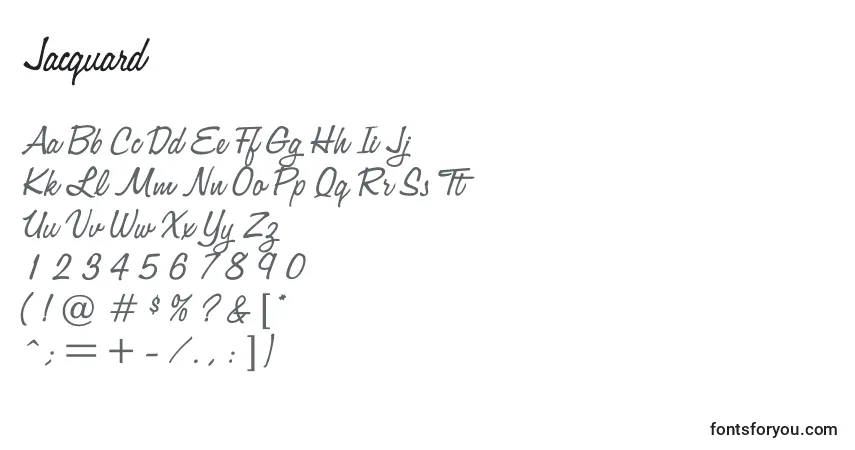 Schriftart Jacquard – Alphabet, Zahlen, spezielle Symbole