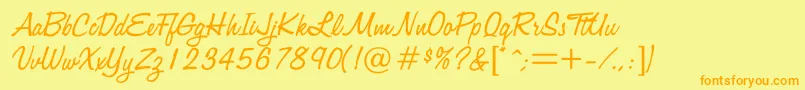 Jacquard-Schriftart – Orangefarbene Schriften auf gelbem Hintergrund