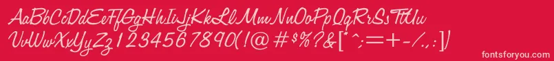 Jacquard Font – Pink Fonts on Red Background