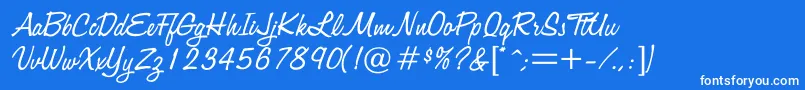Jacquard-Schriftart – Weiße Schriften auf blauem Hintergrund