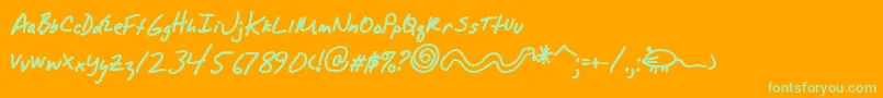 AlphaMacAOE-Schriftart – Grüne Schriften auf orangefarbenem Hintergrund