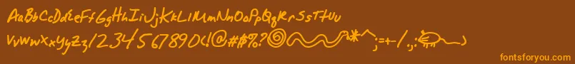 AlphaMacAOE Font – Orange Fonts on Brown Background