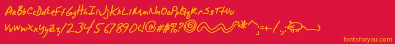 AlphaMacAOE Font – Orange Fonts on Red Background