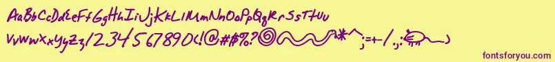 AlphaMacAOE Font – Purple Fonts on Yellow Background