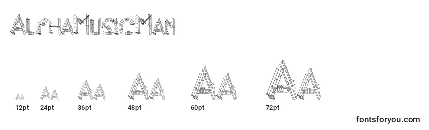 Größen der Schriftart AlphaMusicMan (119271)