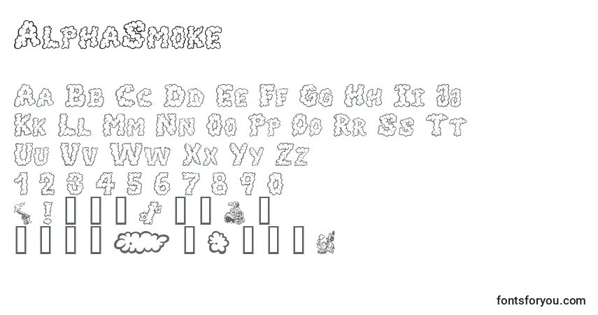 Schriftart AlphaSmoke (119273) – Alphabet, Zahlen, spezielle Symbole