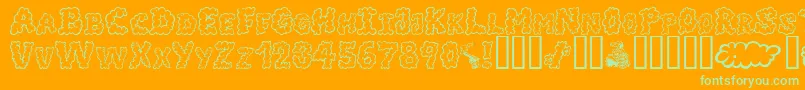 AlphaSmoke-Schriftart – Grüne Schriften auf orangefarbenem Hintergrund