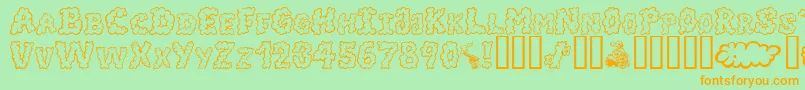 AlphaSmoke Font – Orange Fonts on Green Background