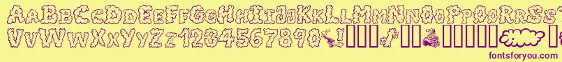 AlphaSmoke Font – Purple Fonts on Yellow Background