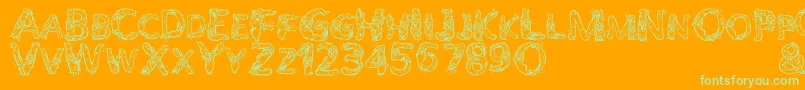 Шрифт AlphaWizard – зелёные шрифты на оранжевом фоне