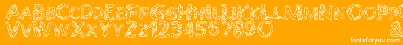 AlphaWizard-Schriftart – Weiße Schriften auf orangefarbenem Hintergrund