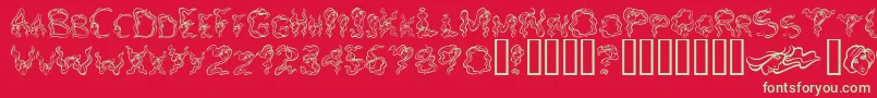 フォントAlphaWomanHair – 赤い背景に緑の文字