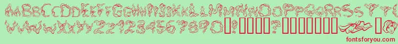 AlphaWomanHair Font – Red Fonts on Green Background