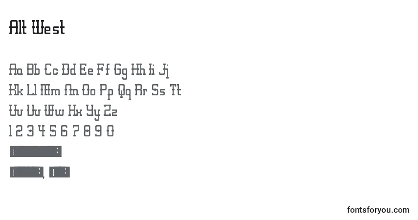 Czcionka Alt West – alfabet, cyfry, specjalne znaki