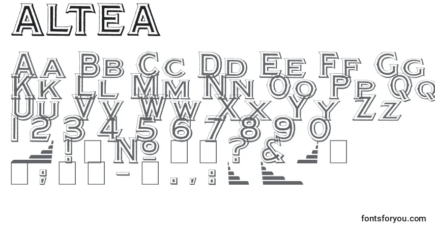 Schriftart ALTEA (119283) – Alphabet, Zahlen, spezielle Symbole