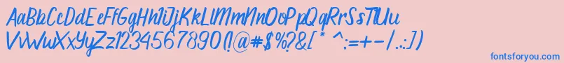 Fonte Aluna – fontes azuis em um fundo rosa