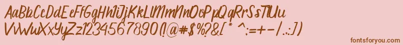 Aluna-Schriftart – Braune Schriften auf rosa Hintergrund