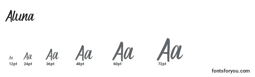 Размеры шрифта Aluna