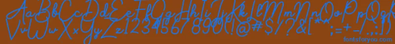 Aluria Font – Blue Fonts on Brown Background