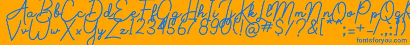 Aluria Font – Blue Fonts on Orange Background