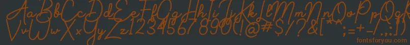 Weitere Informationen zur Aluria-Schriftart Aluria-Schriftart – Braune Schriften auf schwarzem Hintergrund