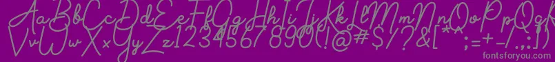 Weitere Informationen zur Aluria-Schriftart Aluria-Schriftart – Graue Schriften auf violettem Hintergrund