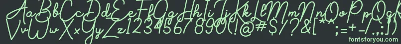 Aluria-Schriftart – Grüne Schriften auf schwarzem Hintergrund