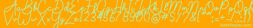 Aluria-Schriftart – Grüne Schriften auf orangefarbenem Hintergrund