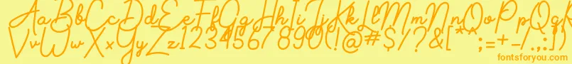 Aluria-Schriftart – Orangefarbene Schriften auf gelbem Hintergrund