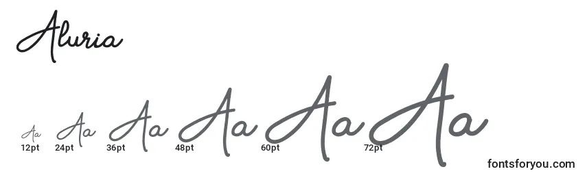 Размеры шрифта Aluria