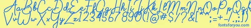 Aluria Font – Blue Fonts on Yellow Background