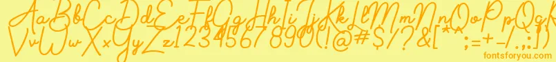 Aluria-Schriftart – Orangefarbene Schriften auf gelbem Hintergrund