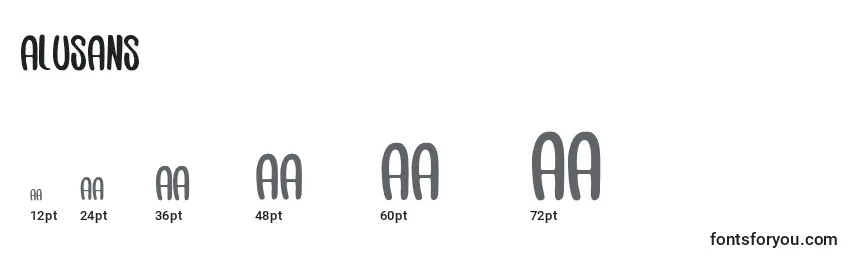 Размеры шрифта Alusans