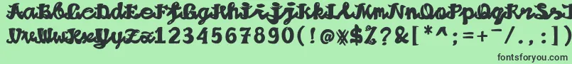 フォントAlushpishan – 緑の背景に黒い文字