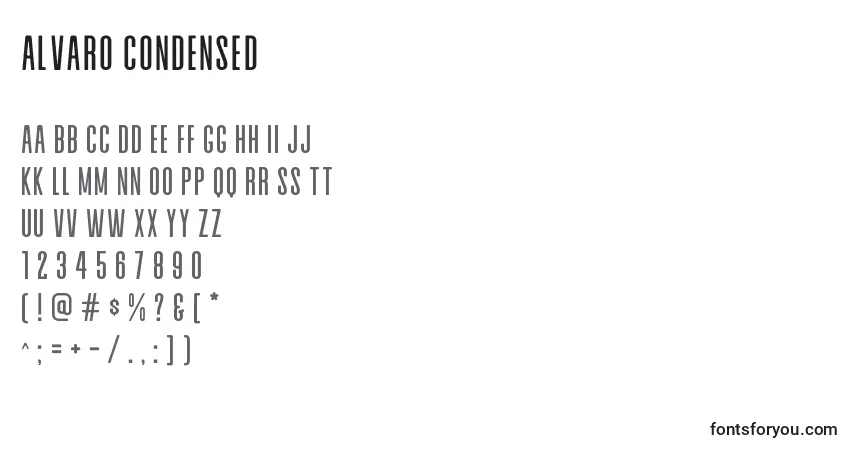 Alvaro Condensed-fontti – aakkoset, numerot, erikoismerkit
