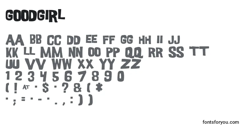 Czcionka Goodgirl – alfabet, cyfry, specjalne znaki