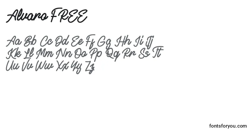 Alvaro FREE (119291)-fontti – aakkoset, numerot, erikoismerkit