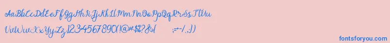 alymhela Font – Blue Fonts on Pink Background