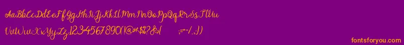 alymhela Font – Orange Fonts on Purple Background