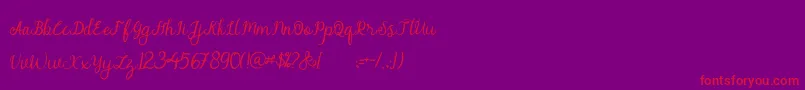 alymhela-Schriftart – Rote Schriften auf violettem Hintergrund