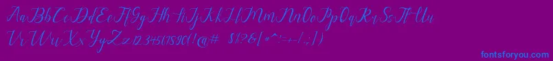 alysa scrip Font – Blue Fonts on Purple Background