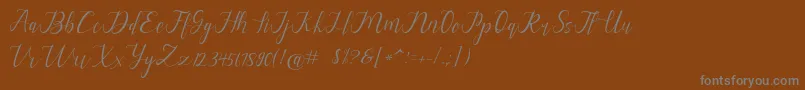 alysa scrip Font – Gray Fonts on Brown Background