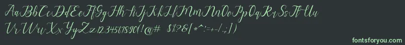 フォントalysa scrip – 黒い背景に緑の文字