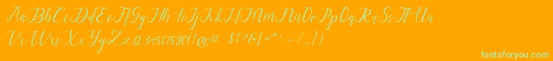 alysa scrip Font – Green Fonts on Orange Background