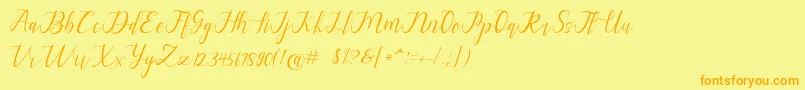 alysa scrip-Schriftart – Orangefarbene Schriften auf gelbem Hintergrund