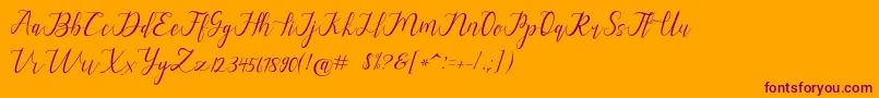alysa scrip Font – Purple Fonts on Orange Background