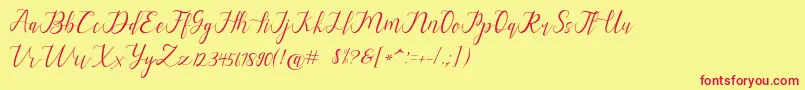 フォントalysa scrip – 赤い文字の黄色い背景