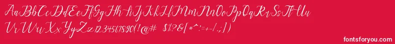 alysa scrip-Schriftart – Weiße Schriften auf rotem Hintergrund