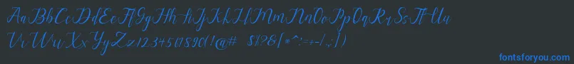 alysa scrip Font – Blue Fonts on Black Background